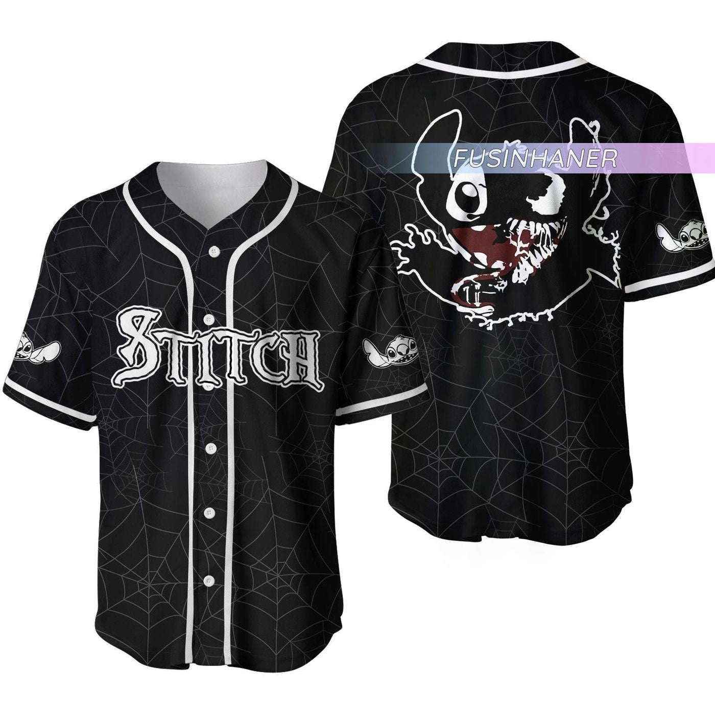 Scary Stitch Venom Jersey: Spooky Horror Baseball Shirt with Venomous Stitch Design - Bafud