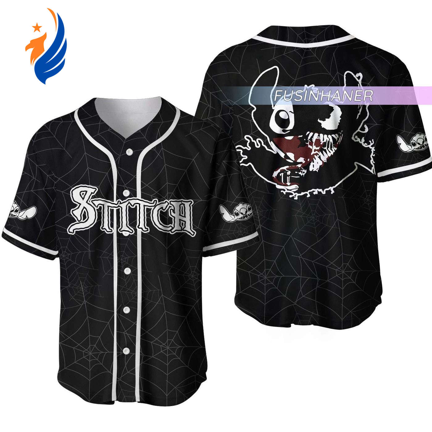 Scary Stitch Venom Jersey: Spooky Horror Baseball Shirt with Venomous Stitch Design - Bafud