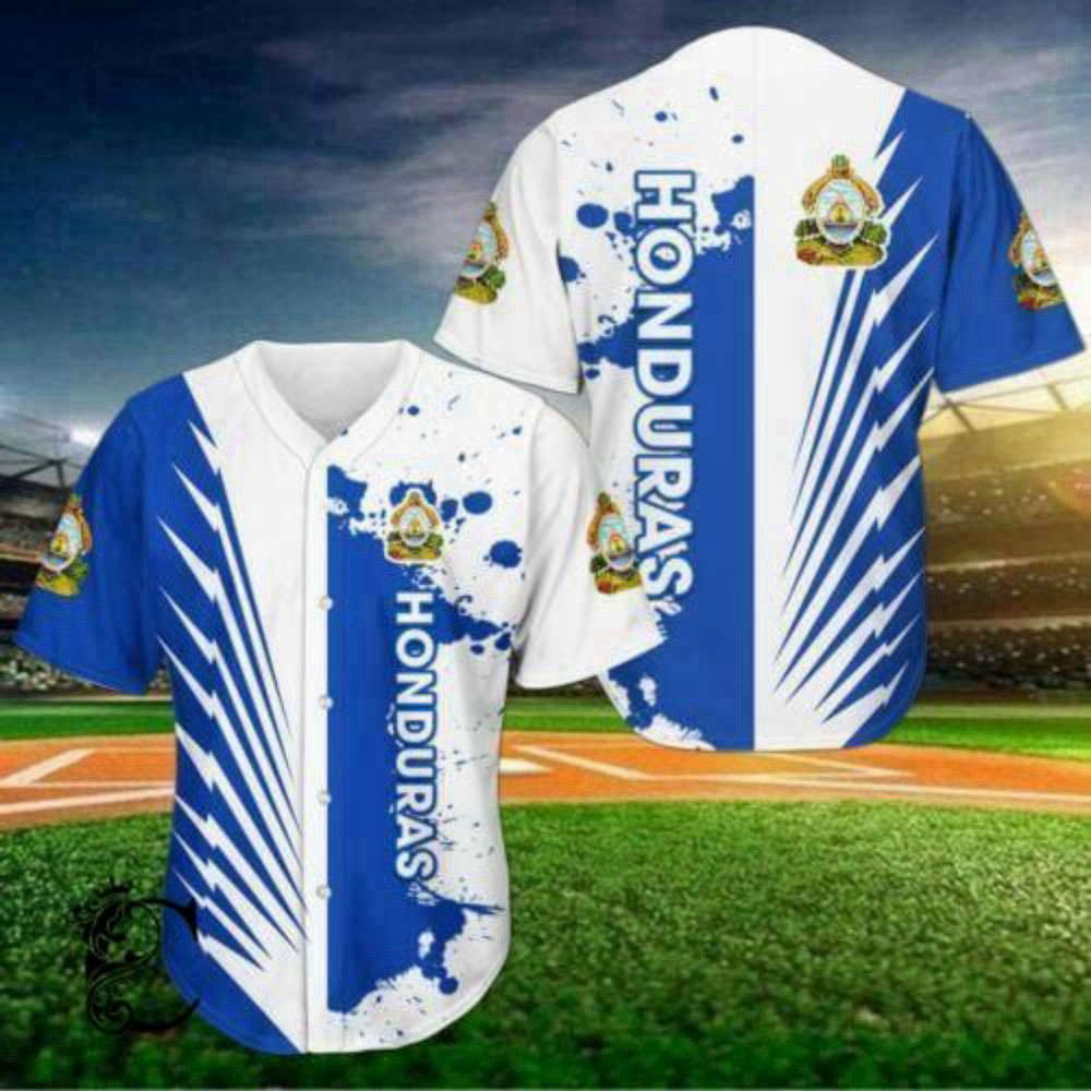 Stylish Blue White Honduras Baseball Jersey - Simple Design Top Quality - Aopprinter