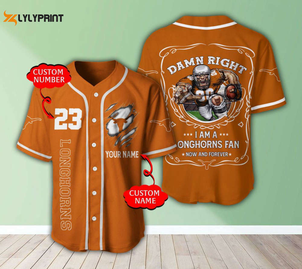 Texas Longhorns Personalized Baseball Jersey Fan Gifts - lylyprint.com