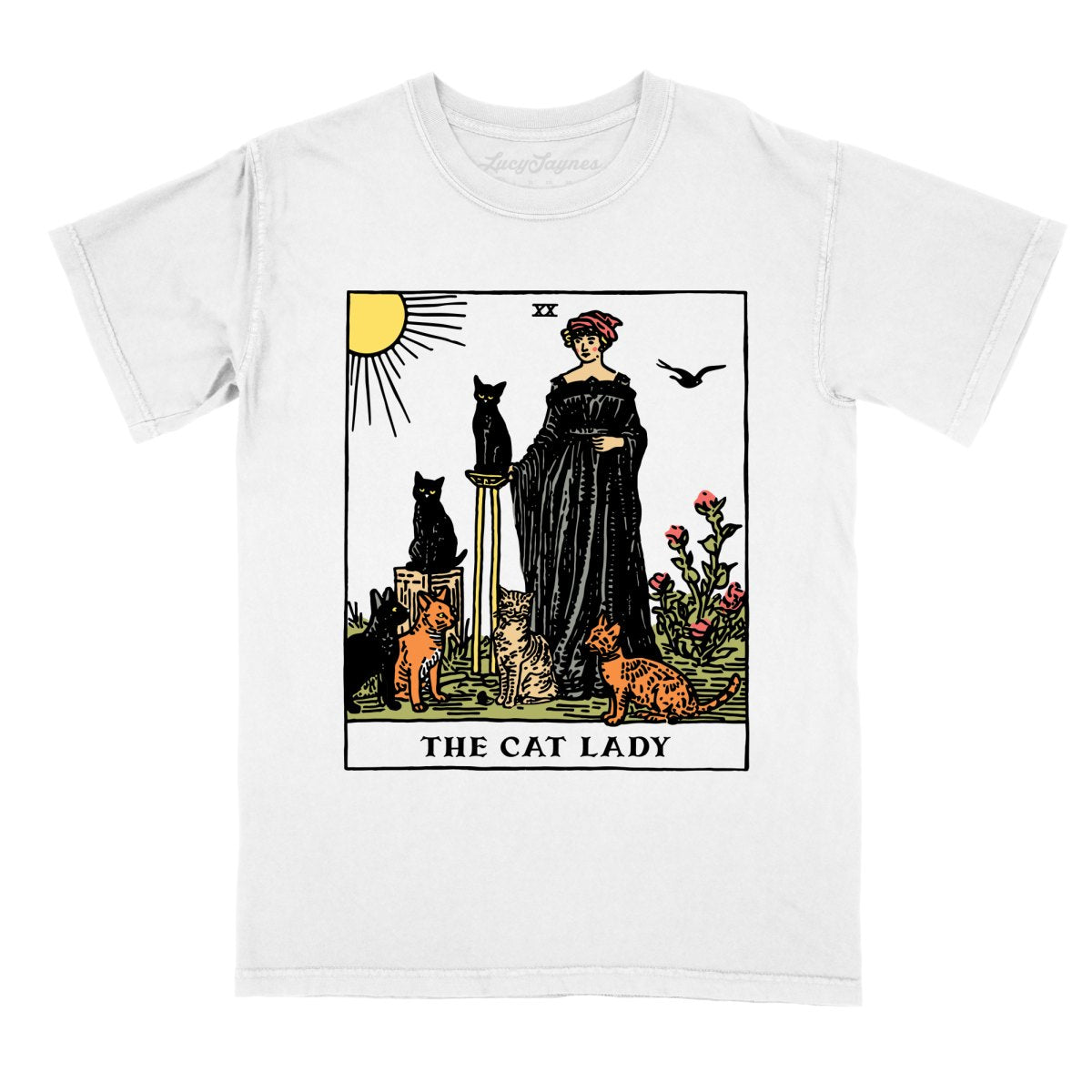 The Cat Lady Tarot Card Comfort Colors Tee