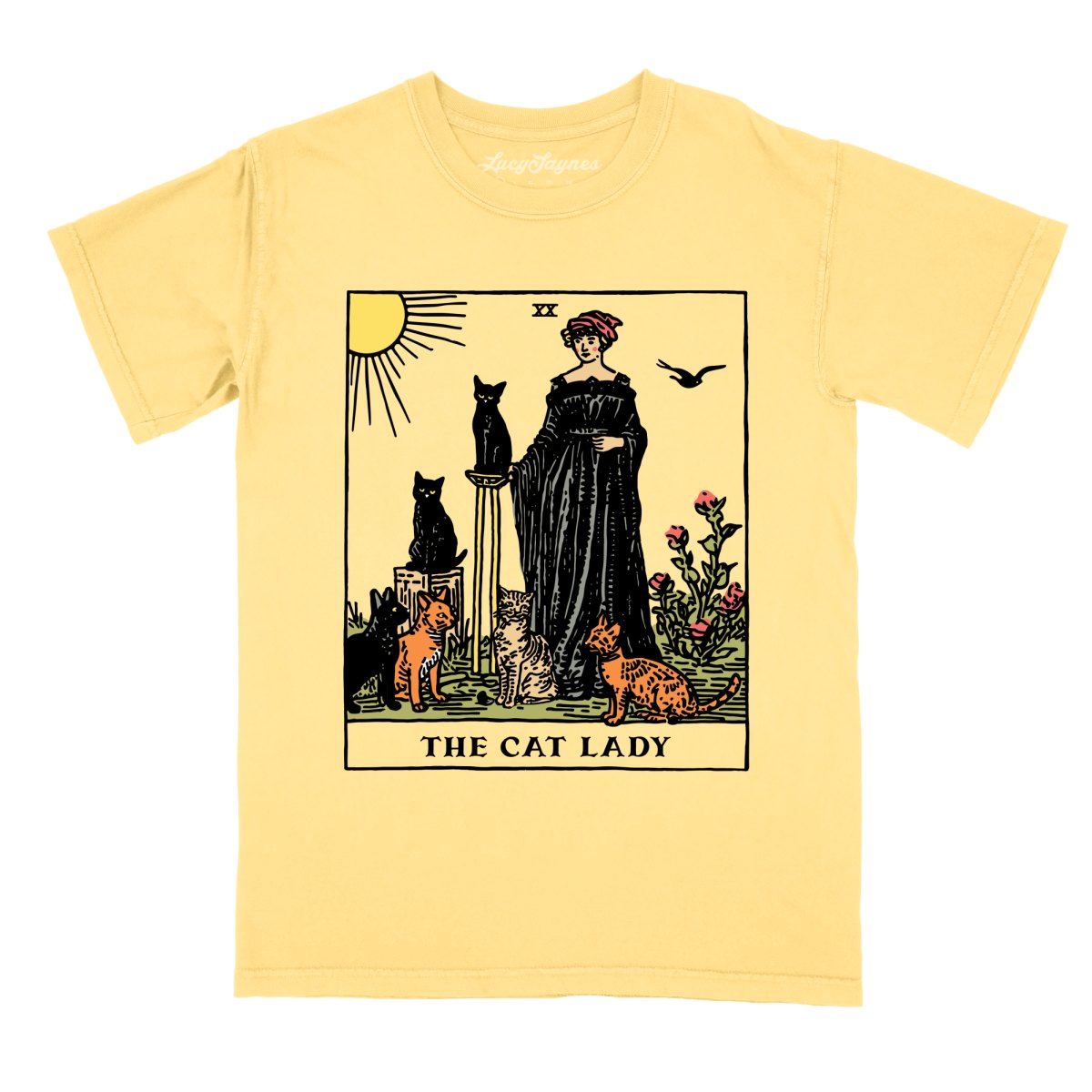 The Cat Lady Tarot Card Comfort Colors Tee