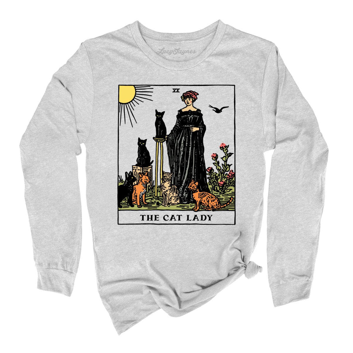 The Cat Lady Tarot Card Long Sleeve Tee
