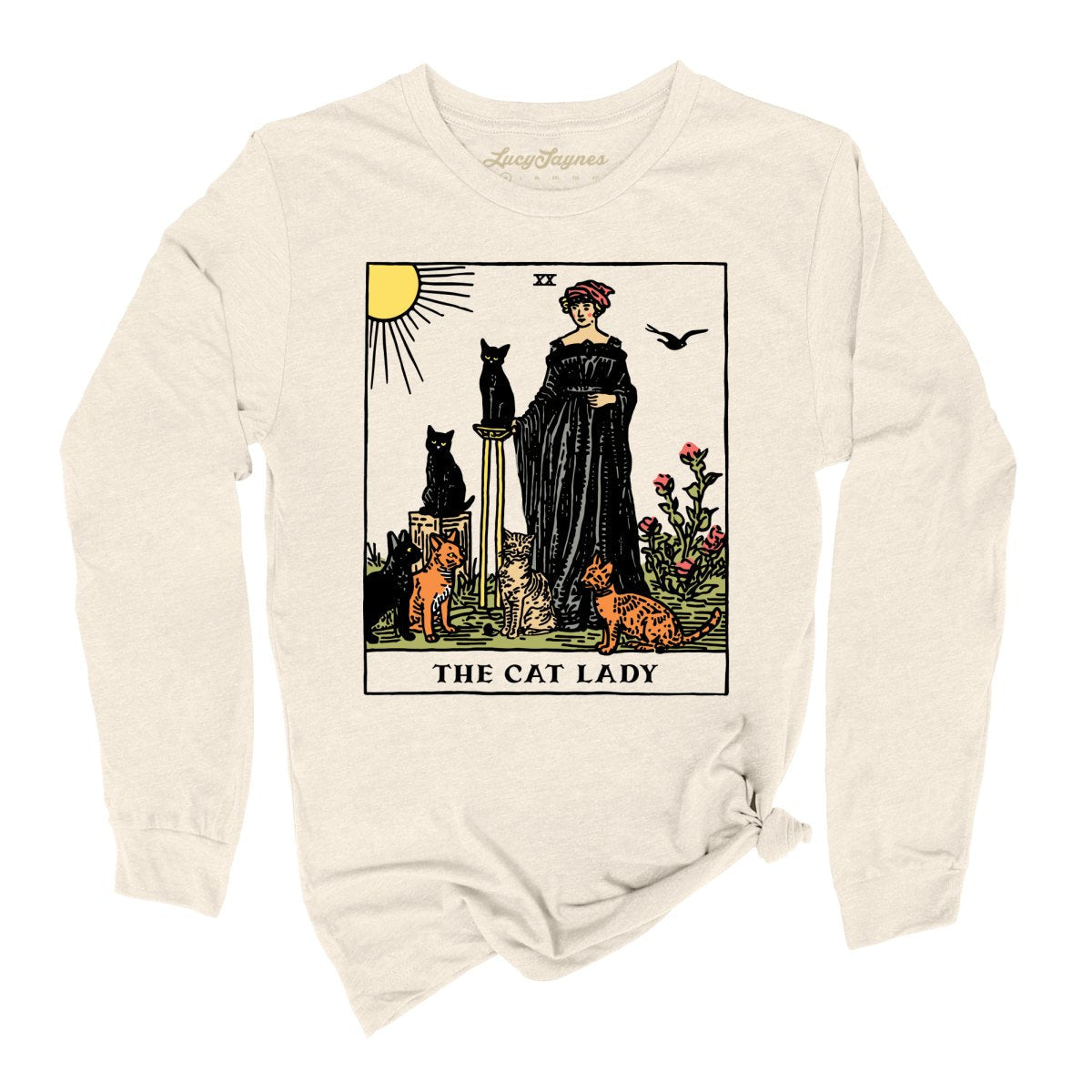 The Cat Lady Tarot Card Long Sleeve Tee