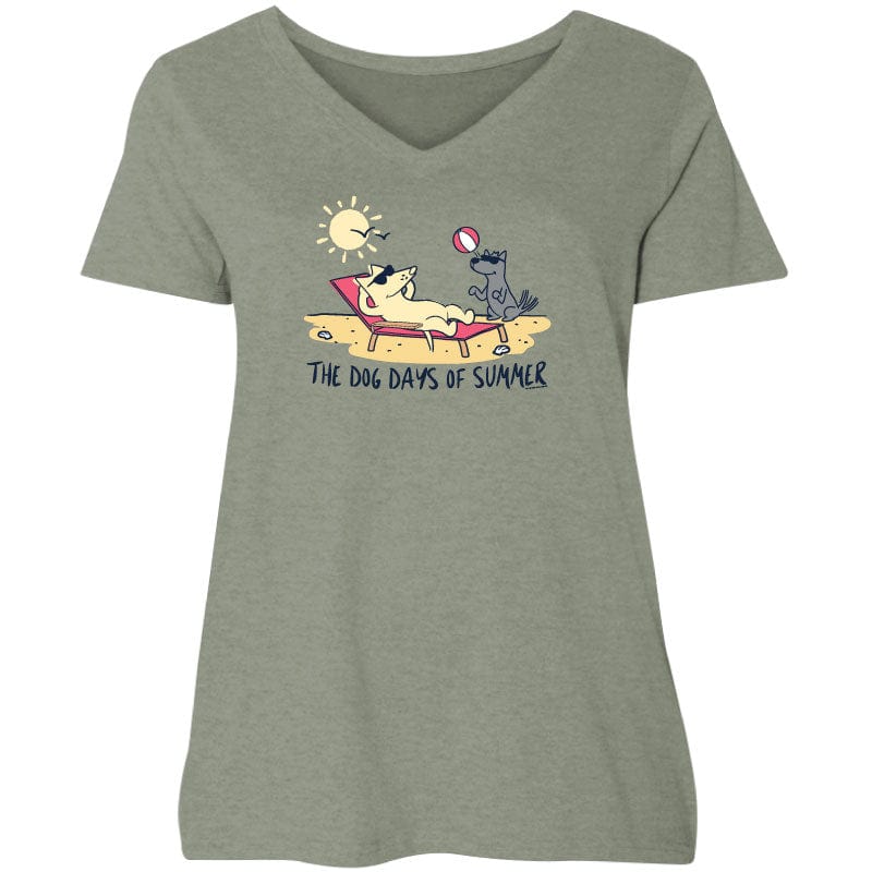 Dog Days of Summer - Ladies Curvy V-Neck Tee
