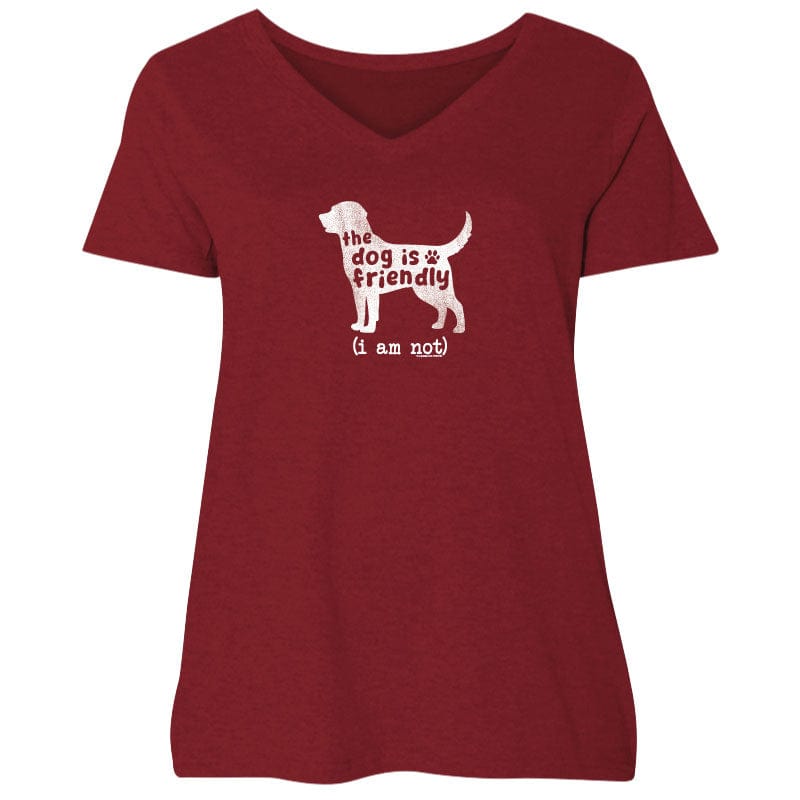 The Dog is Friendly - Ladies Curvy V-Neck Tee