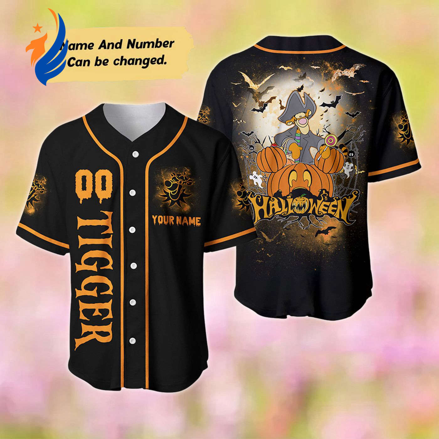 Custom Tigger Halloween Baseball Jersey - Winnie The Pooh Shirt Gift - Bafud