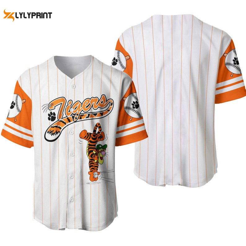 Tigger Tiger Winnie The Pooh All Over Print Pinstripe Baseball Jersey - lylyprint.com