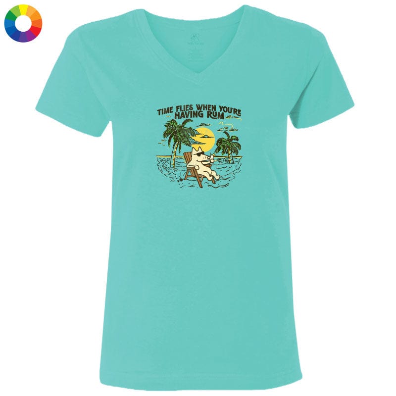 Time Flies When You're Having Rum - Ladies T-Shirt V-Neck