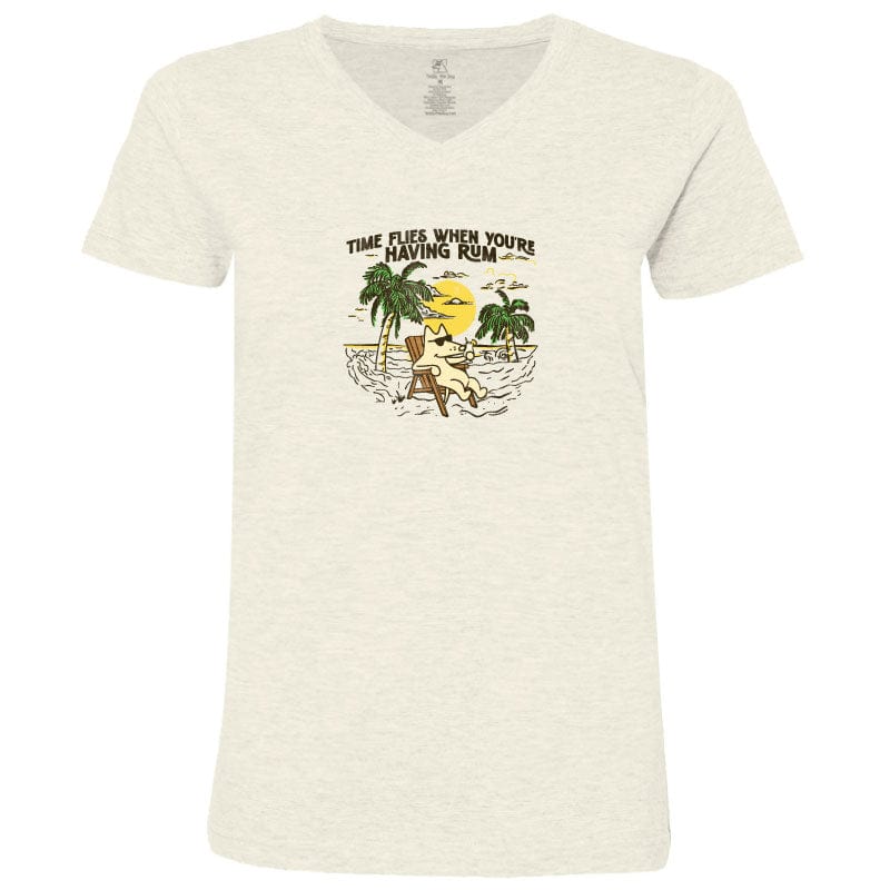 Time Flies When You're Having Rum - Ladies T-Shirt V-Neck