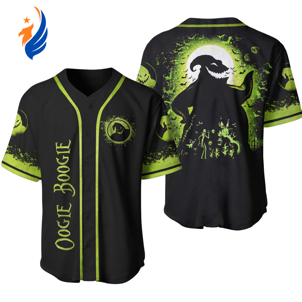 Show Your Love for TNBC with our Green Black Oogie Boogie Silhouette Jersey Shirt - Perfect for Baseball Fans! - Bafud