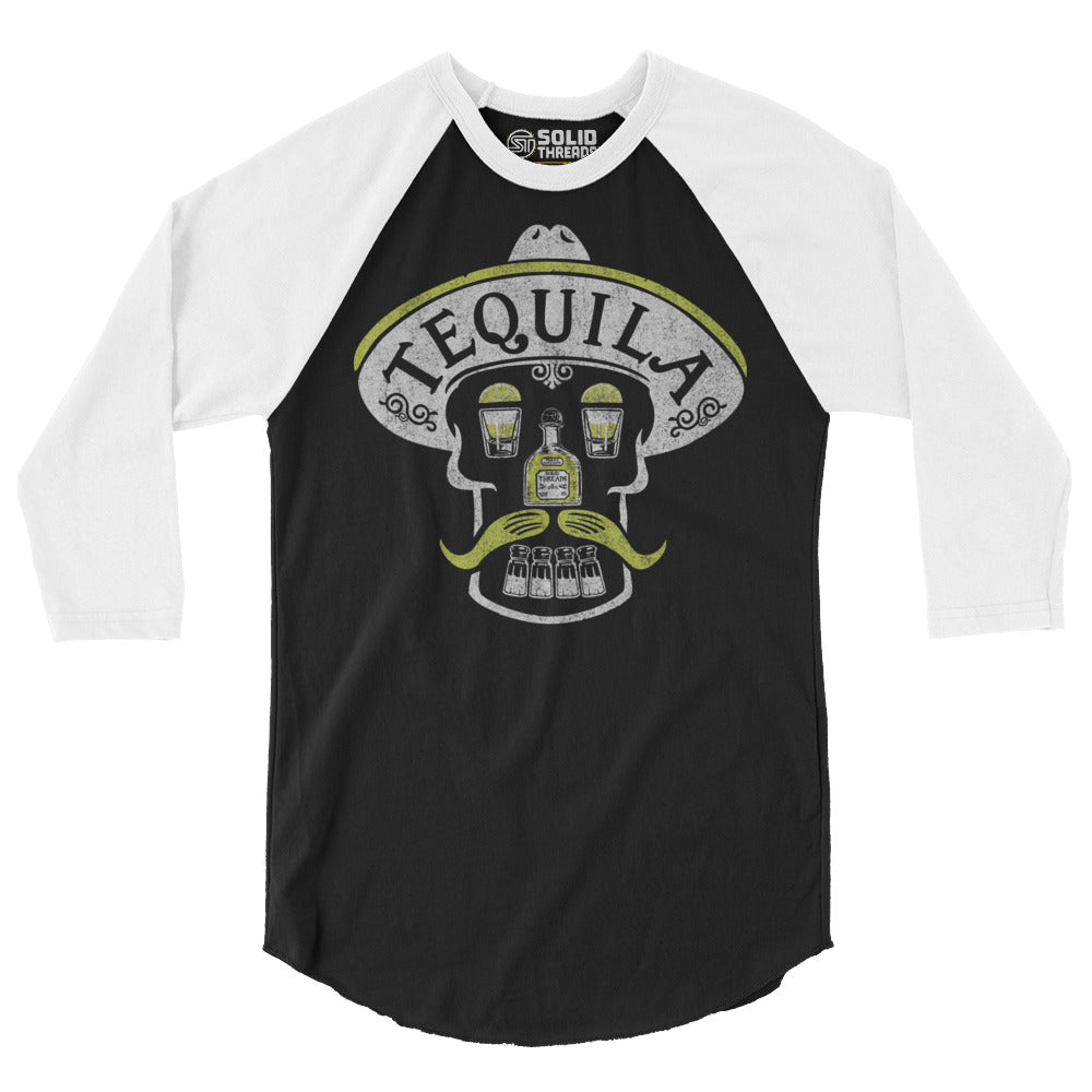 Unisex Tequila Skull 3/4 Sleeve Baseball T-Shirt