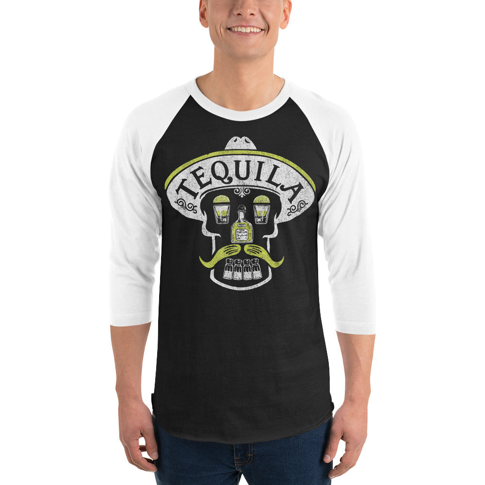 Tequila Skull 3/4 Sleeve Baseball T-Shirt