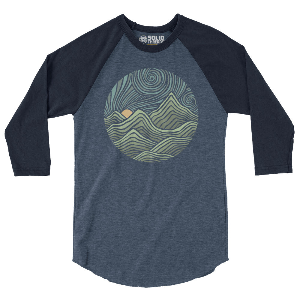 Swirly Mountains 3/4 Sleeve Baseball T-Shirt | Design by Dylan Fant
