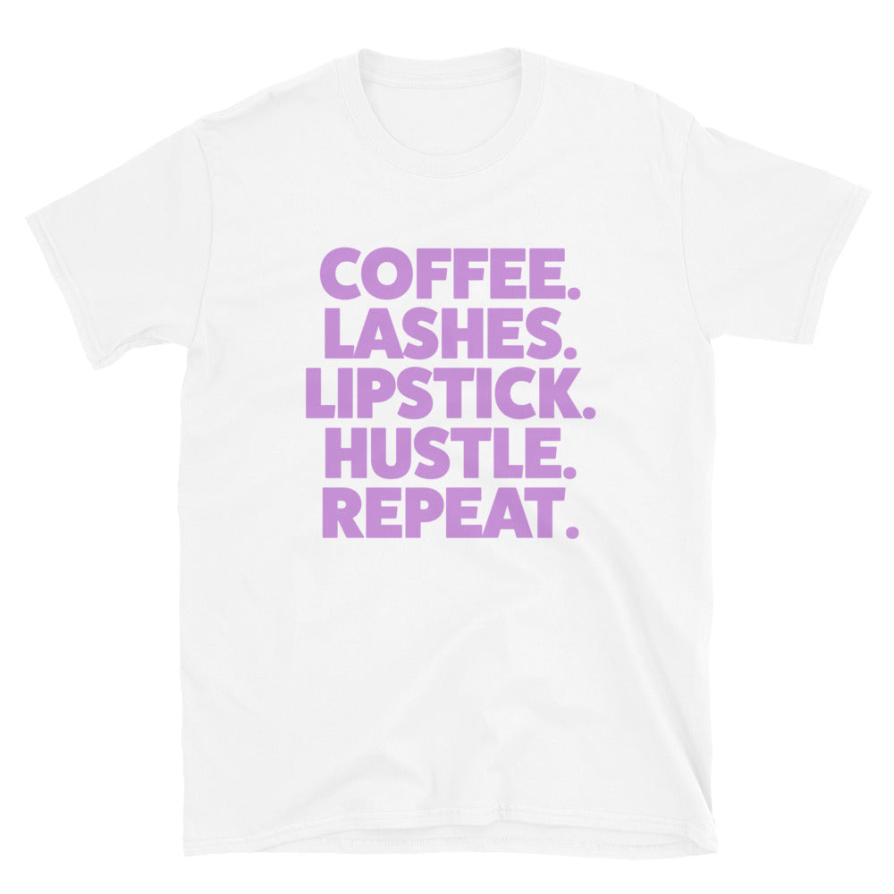 Coffee Lashes Lipstick Hustle Repeat T-Shirt