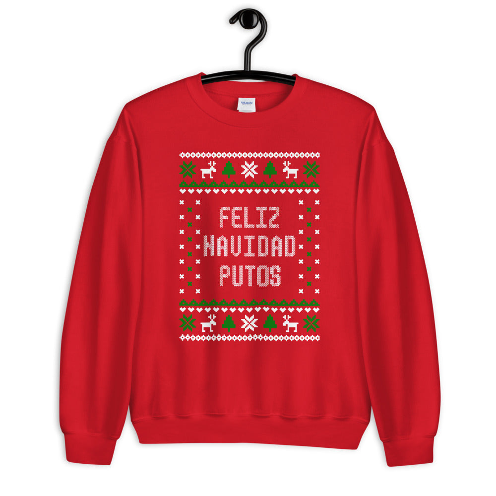 Feliz Navidad Putos Ugly Christmas Sweater Cotton Sweatshirt Style001