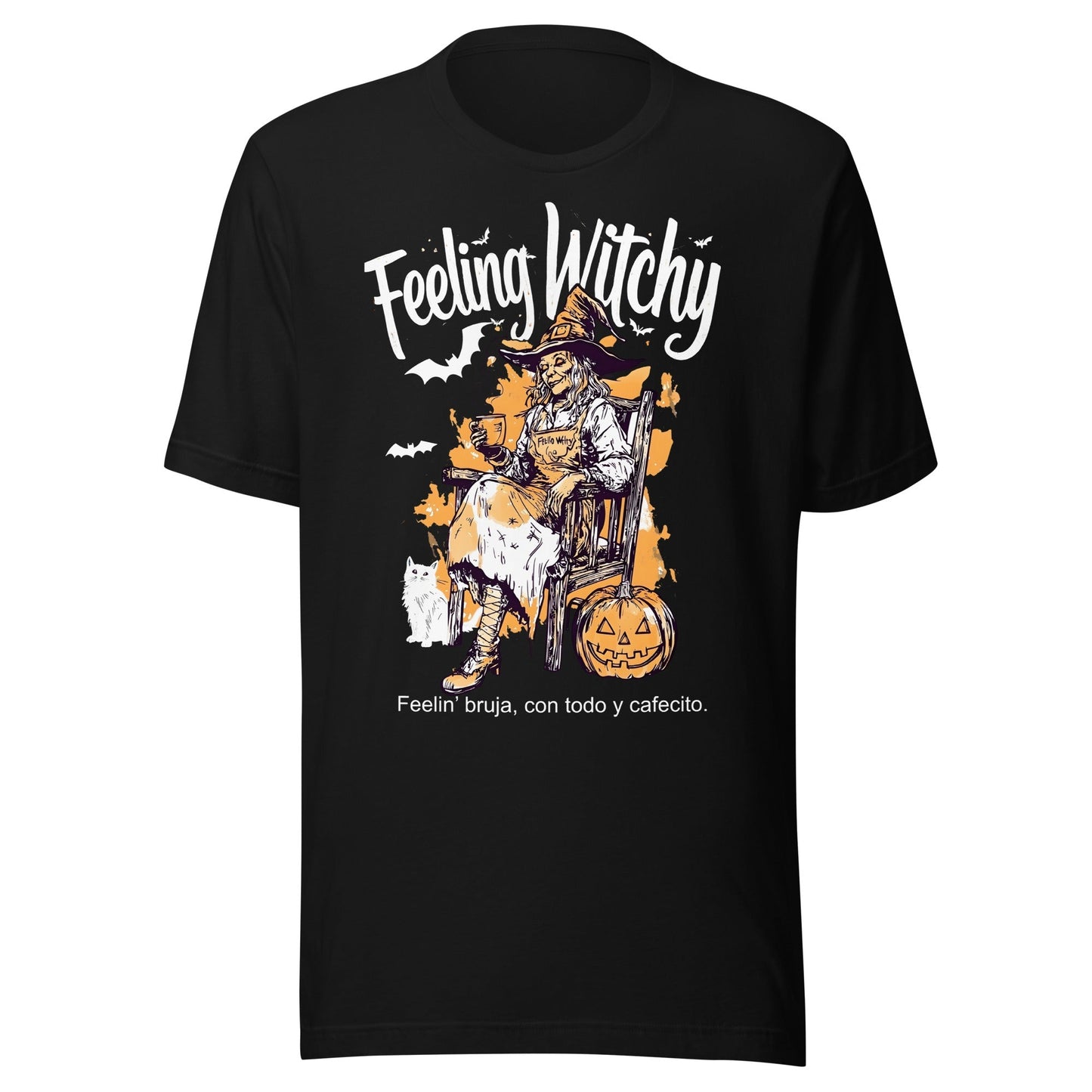 Feeling Witchy Halloween T-Shirt - FeelinÃ¢â‚¬â„¢ bruja, con todo y cafecito.