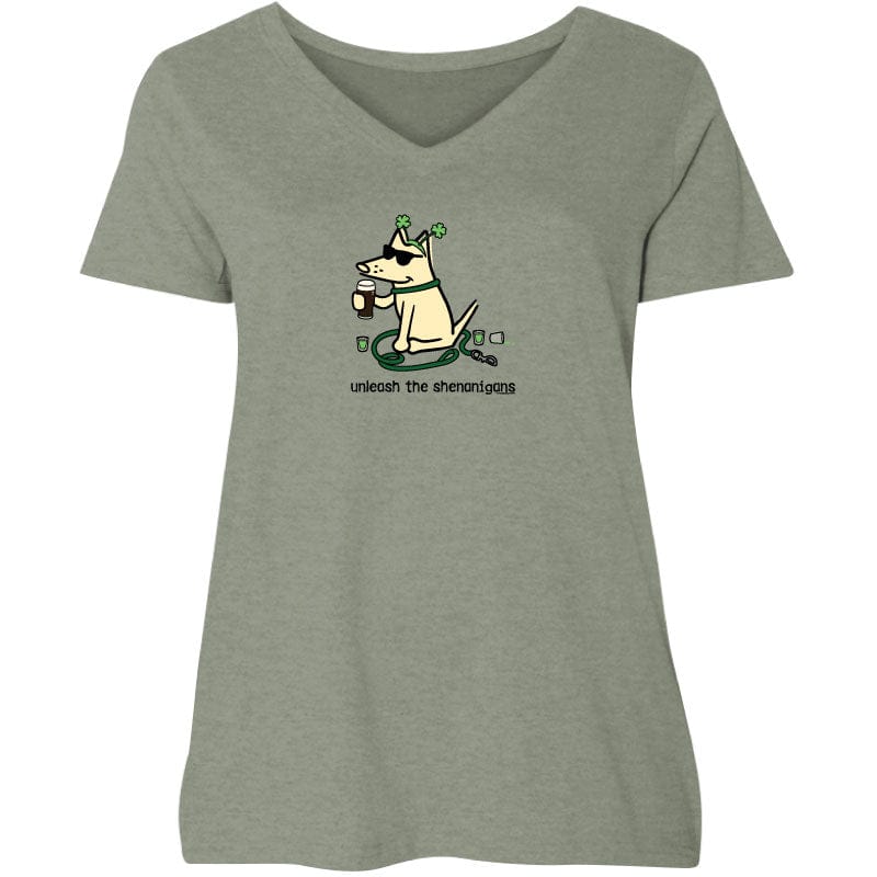 Unleash the Shenanigans - Ladies Curvy V-Neck Tee