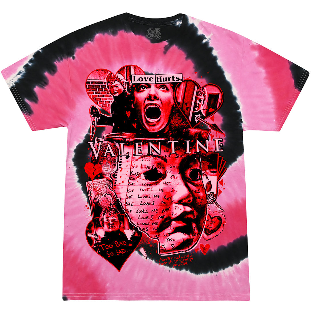 VALENTINE: LOVE HURTS - TIE-DYE T-SHIRT (BLEEDING HEART VARIANT)