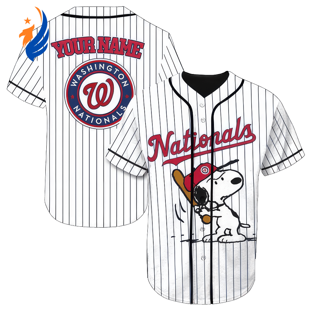 Washington Nationals Snoopy Name Personalized Baseball Jersey Shirt - Gift for Women Men - Bafud