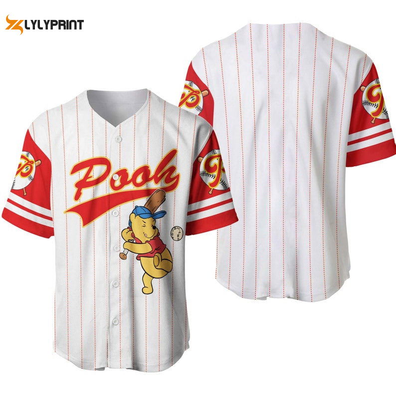 Winnie The Pooh All Over Print Pinstripe Baseball Jersey - lylyprint.com