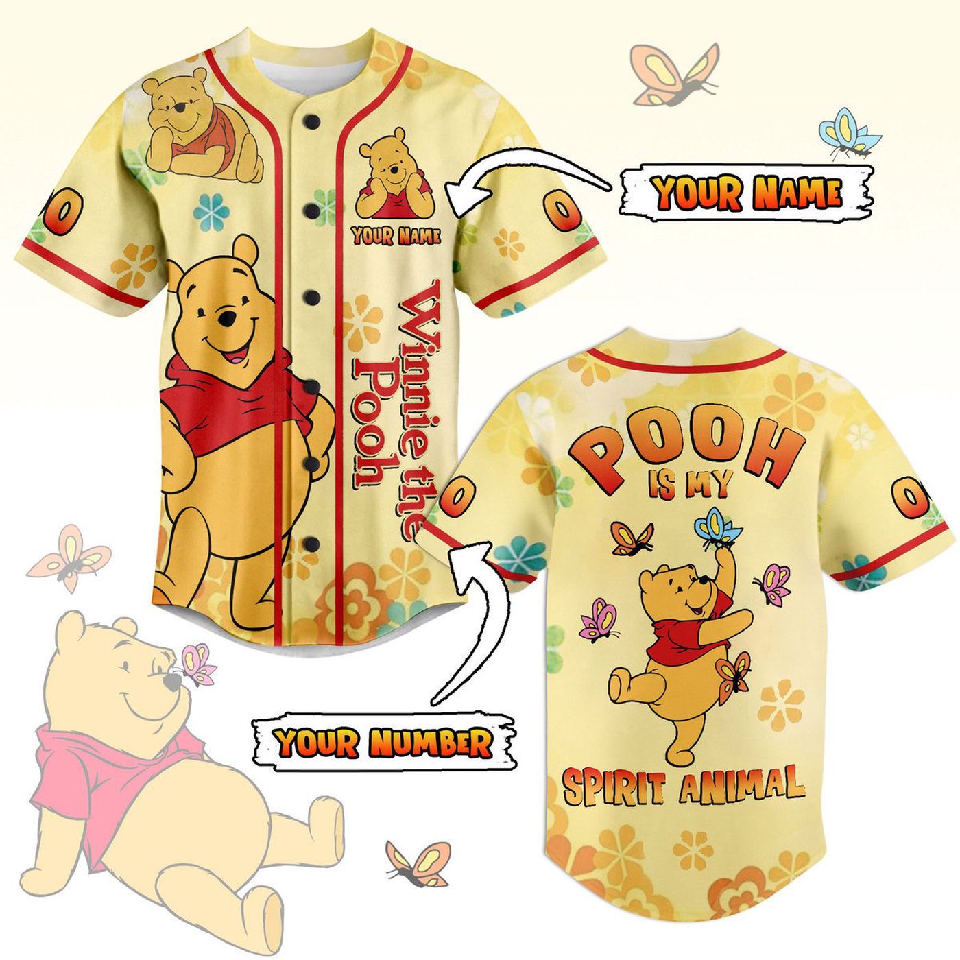 Get Ready for Adventure with Winnie-the-Pooh Baseball Jersey - Perfect for Men Women and Kids! - Bafud