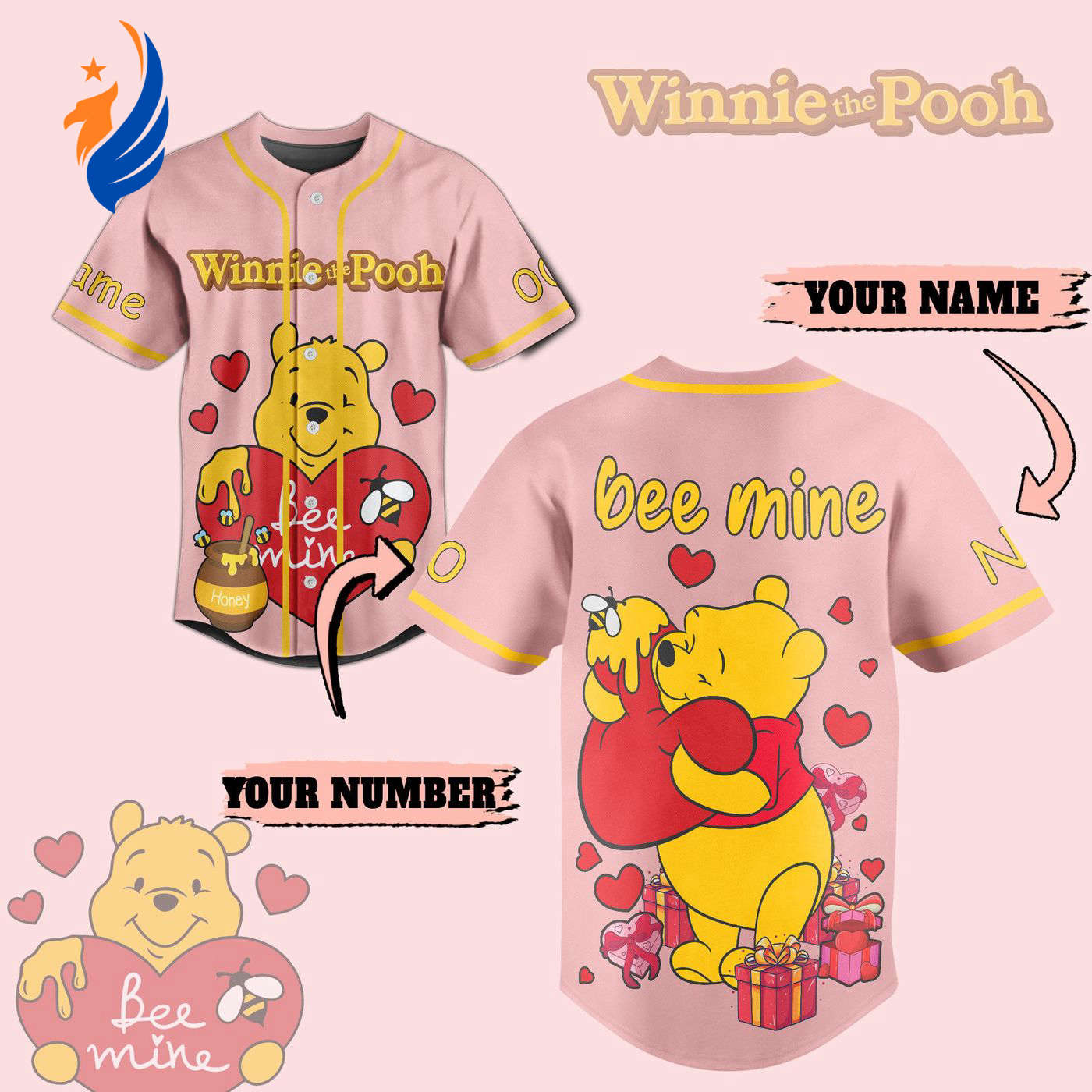 Play Ball in Style with Winnie-the-Pooh Baseball Jersey for Men Women and Kids - Bafud