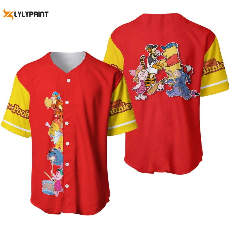 Winnie The Pooh Team All Over Print Baseball Jersey - lylyprint.com