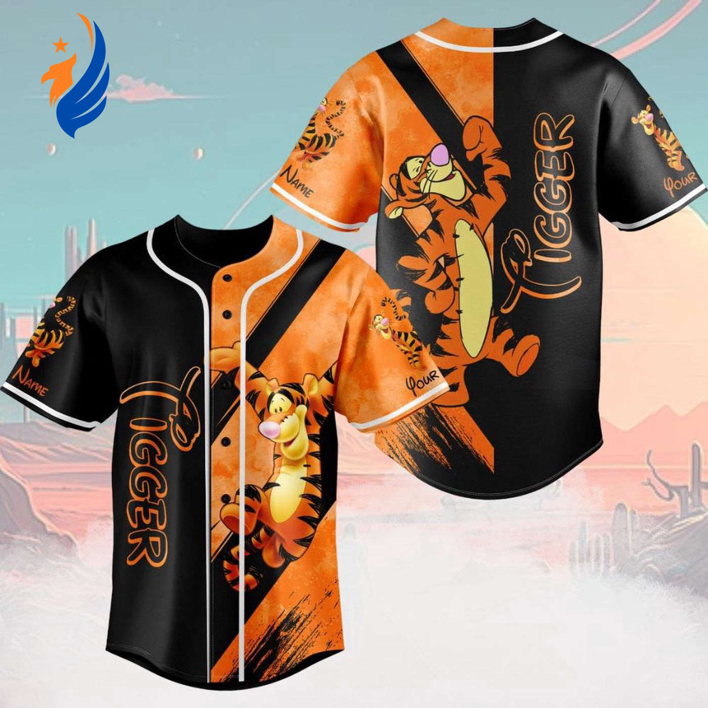 Personalized Halloween Winnie The Pooh Tigger Baseball Jersey - Perfect Gift for Son - Bafud