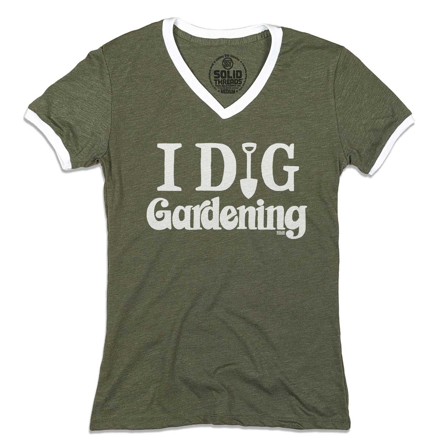 Women's I Dig Gardening Ringer V-Neck Tee