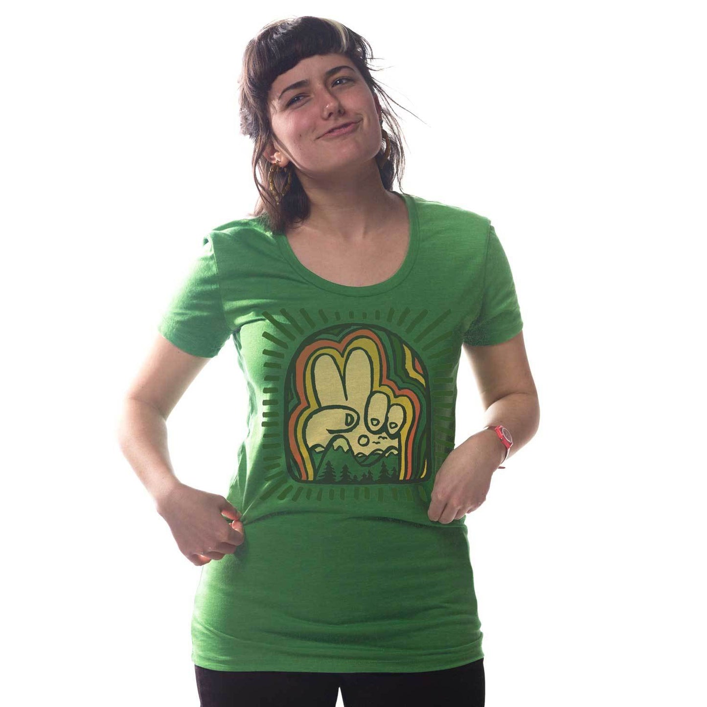 Women's Peace Mountains T-shirt | Design by Dylan Fant