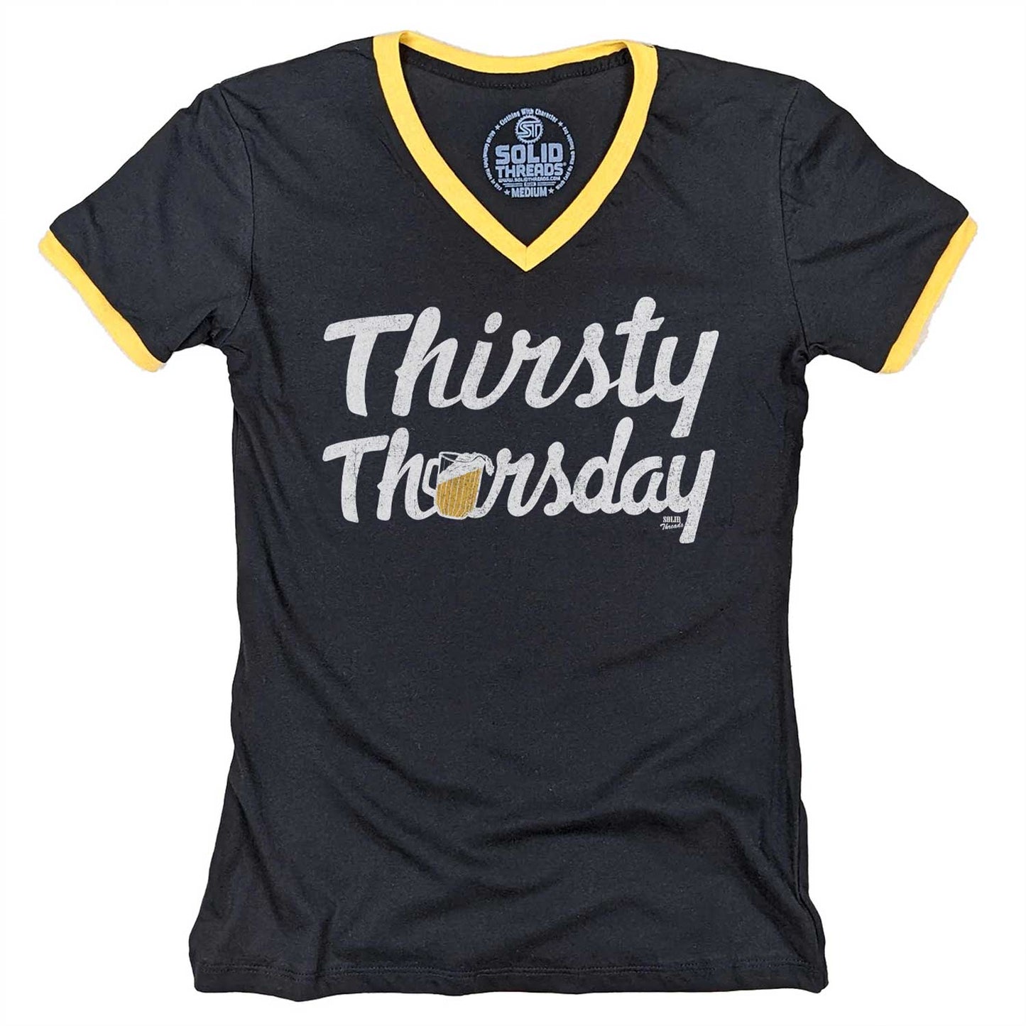 Women's Thirsty Thursday Ringer V-Neck Tee