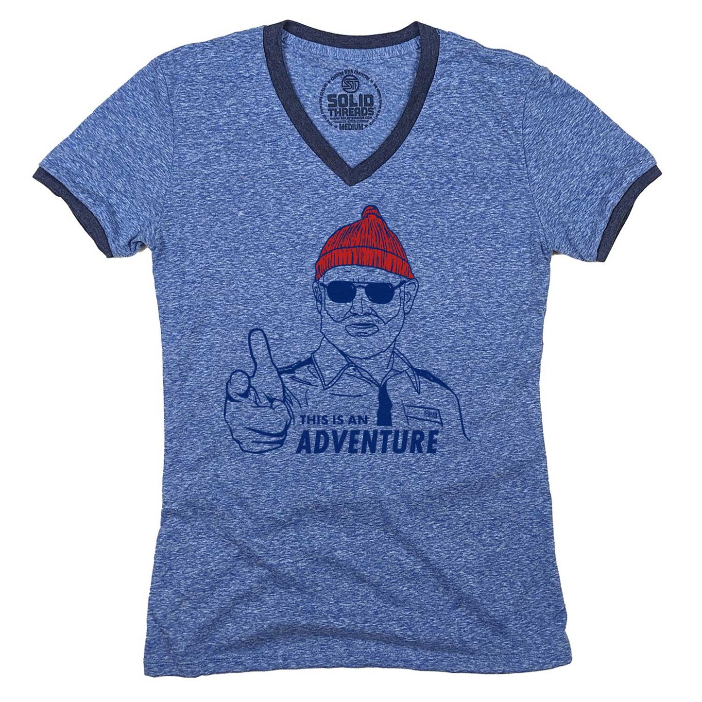 Women's Zissou This is an Adventure Ringer V-Neck Tee