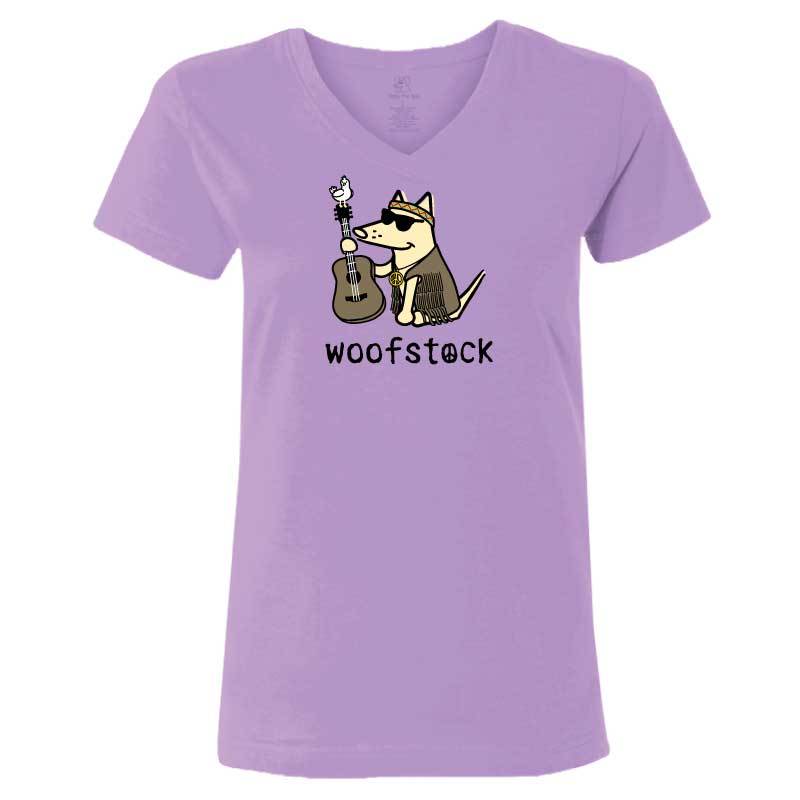 Woofstock - Guitar - Ladies T-Shirt V-Neck